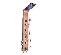 Shower System Set LED Bathroom Shower Panel 6 Modes Intelligent LCD Shower Column Rose Gold Rain Waterfall Bath Systems with Massage Jet Mixer Tap Waterfall Shower for Bathroo (Rose Golden 8009 )