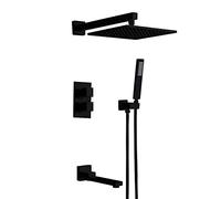 Shower System Thermostatic Bathroom Rain Mixer Shower Combo Set with Tub Spout 8 Inch Shower Head and Handheld Complete Set Shower Faucet Rough-In Mixer Valve