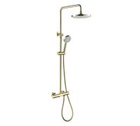 Shower System Thermostatic Shower Faucet Set Wall Mounted Rain Mixer Shower Combo Set with Bathtub Spout, 10 Inch High Pressure Rain Shower Head and 3,Showerheads