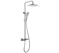 Shower System Thermostatic, Wall Mounted Shower Faucet Set for Bathroom with Adjustable Rain Shower Head and 3-Function Handheld, Waterfall Bath Filler,Chrome