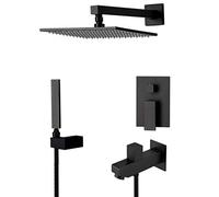 Shower System, Wall Mounted Brass Black Bathroom Shower Faucet System with 8-12\