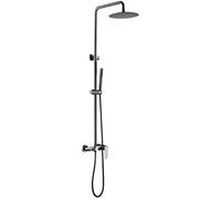 Shower System Wall Mounted Gray Hot Cold Brass Diverter Mixer Bathroom Shower Taps Set with 8-10 Inch Rainfall Shower Head and Handshower, Luxury Shower Set, Gray,8 Inch