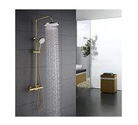 Shower System with Thermostatic, High Flow Brass Shower Faucet Set 3 Functional Rain Mixer Shower Combo Set with Waterfall Spout