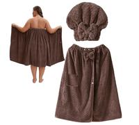 Shower Wrap Towel For Women - Secure Stay Put Fit | Large Double Buckle Bathrobes Hair Towel | Women & Travelers, Body Wrap For Mom Sister Travel Pool Home Spa, Quick Drying Adjustable Ţowel Set