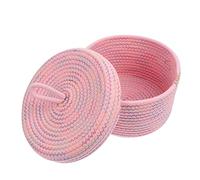 SHOWERORO 1 Pc Cesta De Almacenamiento De Cuerda Cubo De Cuerda De Algodón Cesta Tejida De Algodón Cesta De Almacenamiento De Escritorio Cesta De Cuerda Con Tapa Mini Cuerda De Yute Bebé
