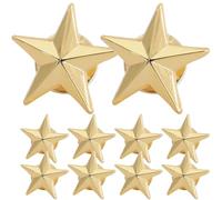 SHOWERORO 10 Pines de Solapa de Estrella de Cinco Puntas Dorados de Cobre, Insignias Metálicas Decorativas 3d, Set de 10 Unidades para Ropa, Chaquetas y Accesorios de Moda