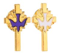 SHOWERORO 2 piezas Broche Cruz y Paz Vintage para Comunión y Bautizo Pin de Solapa Aleación Duradera Accesorio Versátil para Fiesta y Vestido Mujer de y Azul