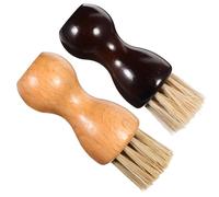 SHOWERORO 2 Piezas Cepillo para Zapatos de Cerdas Suaves con Mango de Madera Aplicador Oval Mini para Limpieza Profunda y Cuidado de Cuero para Botas y Accesorios de Piel Portátil