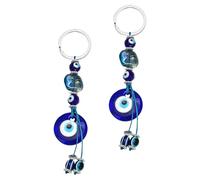 SHOWERORO 2 Piezas Llavero Colgante Azul Ojo Turco, Amuleto de Protección Vintage para Bolso y Llaves de Coche, Accesorio Decorativo de Buena Suerte y Símbolo Mal de Ojo