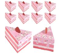 SHOWERORO 20 Cajas Triangulares para Dulces Forma de Pastel Cajas de Papel Rosa Capas Ideales para Fiestas de Cumpleaños y Decoración Ligeras y Fáciles de Transportar