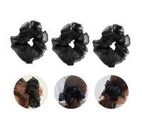 SHOWERORO 3 Coleteros Elásticos Pelo de Malla Cristalina, Color Negro, Tamaño Grande, Gomas para Niñas y Mujeres, Accesorios Duraderos para Uso Diario y Peinados Modernos
