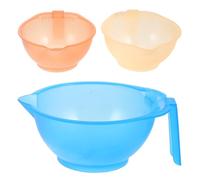 SHOWERORO 3 Piezas Cuencos para Mezclar Tinte de Cabello Escala, Plástico Resistente al Calor, Base Antideslizante y Borde Peine para Aplicación Precisa, Colores Naranja, Amarillo y Azul