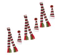 SHOWERORO 3juegos Botellas De Vino Mini Bufanda Navideña y Mini Gorro Navideño Decoración De Bufandas y Gorros para Fiestas Navideñas Práctica y No Tejida Adorno para Botellas De Vino