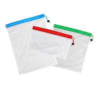 SHOWERORO 3piezas Bolsas De Malla Reutilizables para Verduras y Frutas De Cierre De Cuerda Almacenamiento Ecológico para Cocina y Playa