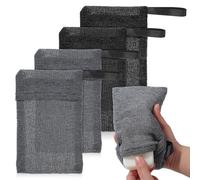 SHOWERORO 4 piezas Bolsa para Jabón Sólida Exfoliante con Cuerda Colgante Suave y Fácil de Limpiar Contenedor Versátil para Ducha y Baño Colores Gris y Negro Ahorro y Almacenamiento