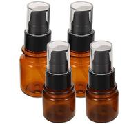 SHOWERORO 4 piezas Botellas de Loción Recargables con Bomba Plástica Marrón para Viaje Dispensador Cosmético Emulsión Aceite Esencial Cuidado Facial Corporal