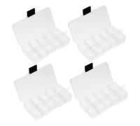 SHOWERORO 4 piezas Caja Transparente de Almacenamiento para Tips de Uñas Organizador de Nail Art con Compartimentos Desmontables Resistente y Portátil para Uso Profesional y Doméstico