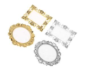 SHOWERORO 4 Piezas Paleta de Uñas para Mezclar Colores Placa de Exhibición Cuadrada Ovalada de Estilo Vintage Suministros para Salón de Uñas