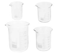 SHOWERORO 4 piezas Vasos Medidores de Vidrio Borosilicato con Pico para Medición Precisa y Resistencia Altas