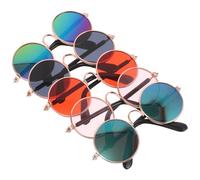 SHOWERORO 5 Pares Gafas de Sol Redondas para Mascotas Gafas para Perros y Gatos Pequeños Metal Dorado Lentes Gris Multicolor Verde Rosa y Rojo Accesorio Adecuado para Fotos y
