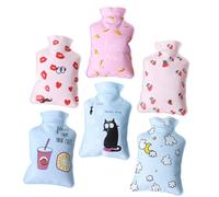 SHOWERORO 6 Bolsas de Agua Caliente Mini PVC Pequeñas Calentadores Portátiles para Manos y Pies Diseño Divertido Labios Rojos Plátano Fresa Taza Nube Gato Uso Doméstico E Invierno