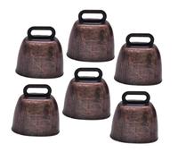 SHOWERORO 6 Campanas Metálicas Antipérdida para Ganado en Color Rojo Antiguo Cencerros Pequeños y Ligeros para Ovejas Caballos y Mascotas Sonido Fuerte para Localización en Granja y