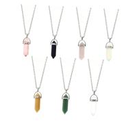 SHOWERORO 7 Piezas Collar Colgante de Cristal Natural Prisma Hexagonal Exquisito Joyería Delicada Cuello para Collar de Moda de Mujer Elegante