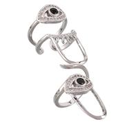 SHOWERORO Anillos para Uñas de Mujer Mal de Ojo, 2 Piezas Plateados para Decoración de Uñas, Anillos Apilables de Moda para Nudillos, Accesorios de Manicura para Fiestas y Eventos