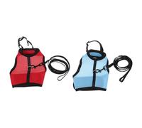 SHOWERORO Arnés para Conejos Tipo Chaleco L Ajustable Malla Transpirable Rojo y Azul Claro 2 Unidades Correa Segura para Pasear Hurones Gatitos y Pequeñas Mascotas al Aire Libre