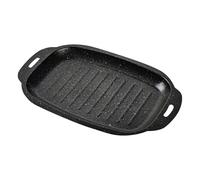 SHOWERORO Bandeja Rectangular para Asar Pescado Grande de Hierro Fundido Antiadherente Bordes Altos, Sartén Parrilla para Estufas de Gas, Inducción y Eléctrica, Adecuado para Barbacoa