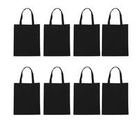 SHOWERORO Bolsa de Lona Reutilizable Negra 35X42 CM 8 Piezas Multiusos para Compras Sublimación y Manualidades Bolsas Grandes Lisas Resistentes para Mercado Escuela y Eventos