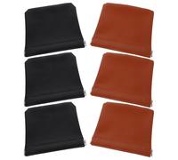 SHOWERORO Bolsa de Maquillaje Pequeña Cierre Automático Mini Neceser de PU 12X11 CM Set 6 Piezas 3 Negras 3 Marrón Tierra Portátil E para Pintalabios Auriculares y Llaves Organizador