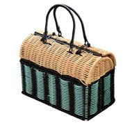 SHOWERORO Bolsa de plástico tejida para mujer - Bolsa multiusos de gran capacidad - Cesta de ratán sintético - Monedero tejido a mano para ir de compras, ir a la playa, fiestas y vacaciones de