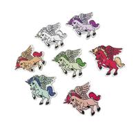 SHOWERORO Botones Piezas de Unicornio de 31x28mm Madera de Diseño para 2 Coser 50 Agujeros, Ideales Color Aleatorio y Manualidades para Ropa y Proyectos Creativos