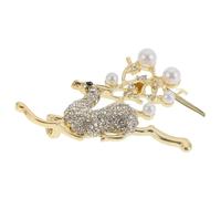 SHOWERORO Broche de Ciervo Dorado con Pedrería Aleación Resistente Accesorio Navideño para Ropa y Traje Joyería Femenina de Moda Prendedor Decorativo para Solapa Broche de Animales