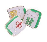 SHOWERORO Broche de Mahjong de 3 piezas - Pin de solapa chino - Insignia de la suerte con carácter chino para ropa, chaquetas, sombreros, zapatos, abrigos, trajes y accesorios
