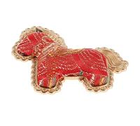 SHOWERORO Broche de Solapa de Caballo Rojo Tradicional Chino Hecho a Mano, Mini Broche de Buena Suerte para Festival y Año, Prendedor Artesanal de Brocado Song para Ropa y Accesorios