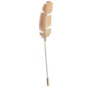 SHOWERORO Broche Retro de Hoja Dorada para Hombre, Alfiler Largo para Solapa, Accesorio Elegante para Trajes, Chaquetas y Cárdigans, Adecuado para Eventos Formales y Uso Diario