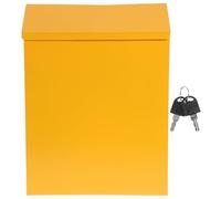 SHOWERORO Buzón de Sugerencias de Hierro Amarillo para Pared Buzón de Almacenamiento de Cartas Pequeño Cerradura Diseño Creativo Estilo Rústico Adecuado para Uso Doméstico y Oficina