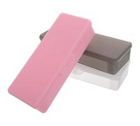 SHOWERORO Caja Organizadora para Herramientas de Manicura de Plástico Transparente y Rosa, 3 Piezas Doble Capa y Compartimentos Ajustables, Estuche para Porta Cepillos de Uñas y