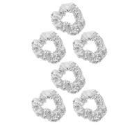 SHOWERORO Coleteros Elásticos Grandes Lentejuelas Plateadas Estilo Discoteca, 6 Unidades, Accesorios Cabello Suaves y Brillantes, Ideales para Fiestas, Gimnasia y Peinados Juveniles