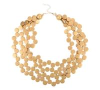 SHOWERORO Collar Boho de capas: Collar de discos de múltiples hilos - Joyería de cuello estilo Boho - Cadena de madera gruesa de capas con discos para vacaciones en la playa.