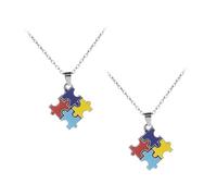 SHOWERORO Collar de Rompecabezas de Autismo de Aleación 2piezas Fácil de Poner y Quitar Adecuado para Obsequio de Cumpleaños Diseño Único y Brillante