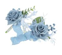 SHOWERORO Corsage y Pulsera de Flores Artificiales Decorativas para Boda y Celebración Accesorio Elegante y Creativo para Damas de Honor Flores DIY Azul