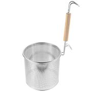 SHOWERORO Cuchara Coladora de Acero Inoxidable Mango de Madera Resistente al Calor, Tamaño Grande 18 Cm, Filtro para Fideos y Cesta Coladora para Escurrir Patatas Fritas y Verduras,