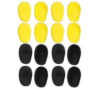 SHOWERORO de Oídos de Silicona Impermeables 16 Pares 8 Negros 8 Amarillos para Teñir y Proteger Orejas en Peluquería Accesorios Reutilizables para Ducha y Tratamientos Capilares