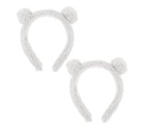 SHOWERORO Diadema de Felpa con Orejas de Oso en Color Claro, 2 Piezas, Accesorios Suaves para Spa y Lavado Facial, Diadema para Mujer y Niñas, Adecuado para Mascarillas y Cuidado
