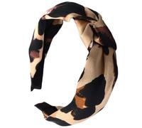 SHOWERORO Diadema de Leopardo de Satén Nudo Central Banda Cabello Elástica y Reutilizable para Mujer Accesorio Decorativo Elegante para Uso Diario Fiesta y Escuela