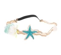 SHOWERORO Diadema de Playa Conchas Naturales y Flores en Forma de Estrella de Mar, Banda Elástica Cómoda para Look Playero y Fiesta