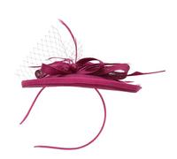 SHOWERORO Diadema para Mujer Velo y Flores de Tela Color Púrpura Rosa Accesorio para Cabello Fiestas Elegante Complemento Femenino para Banquetes y Eventos Obsequios